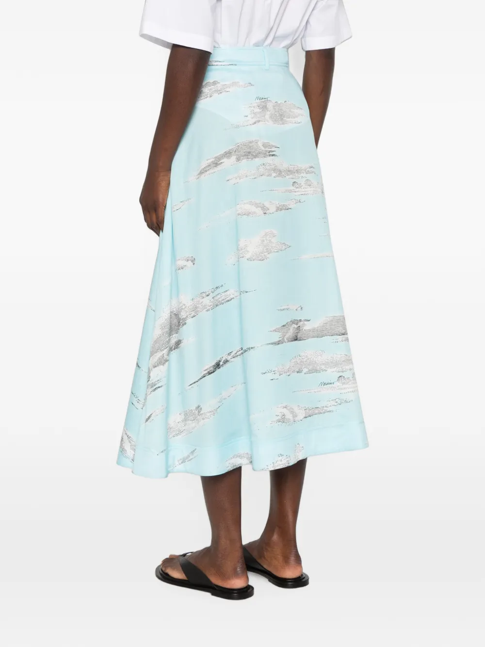Moschino Katoenen midi-rok met print Blauw