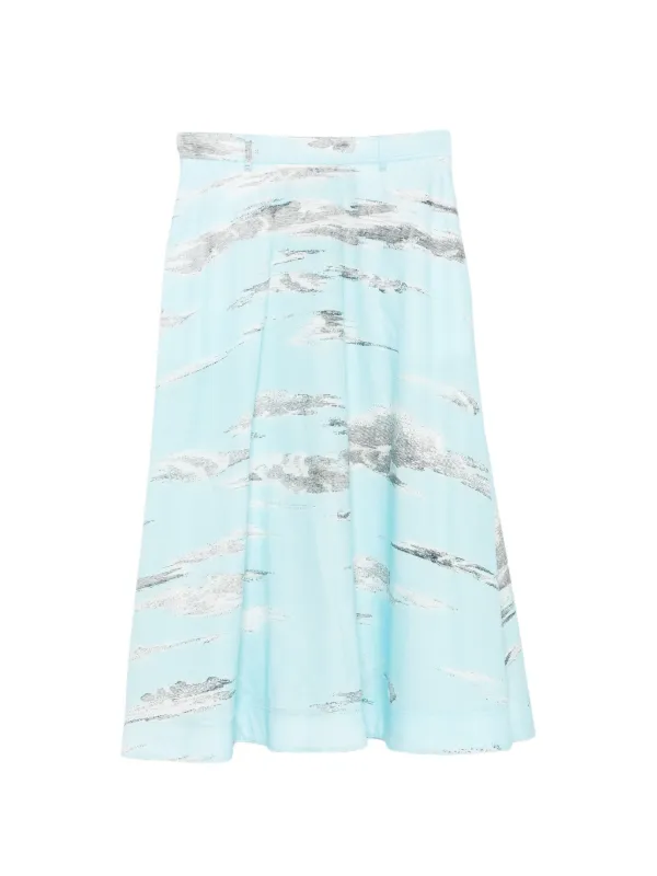 Moschino Cloud-print Cotton Midi Skirt in Blue