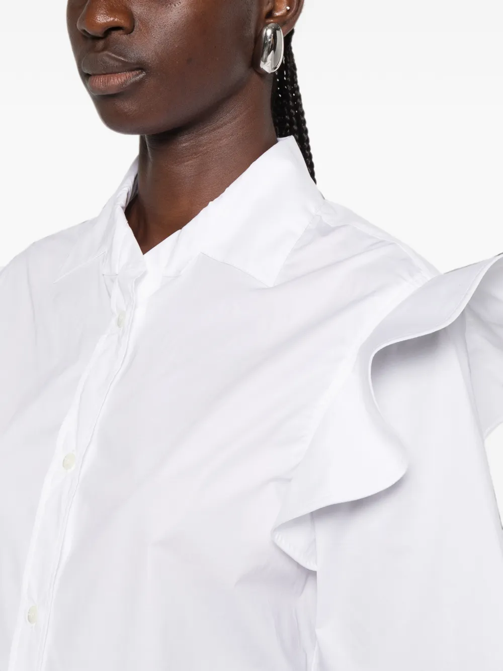 Moschino Blouse met ruches en korte mouwen Wit