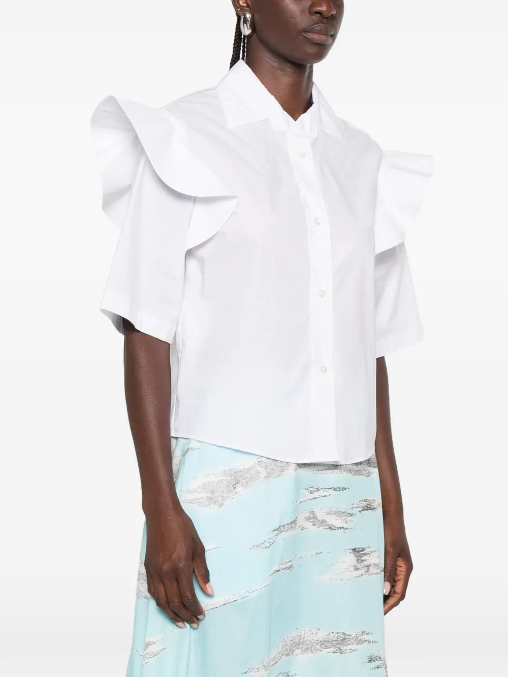 Moschino Blouse met ruches en korte mouwen Wit