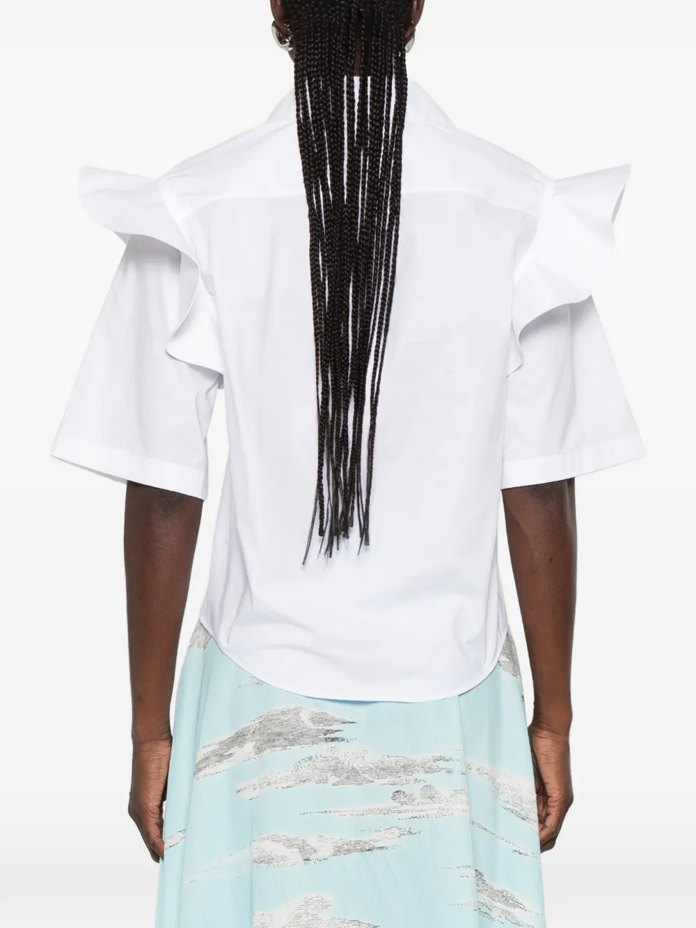 Moschino Blouse met ruches en korte mouwen Wit