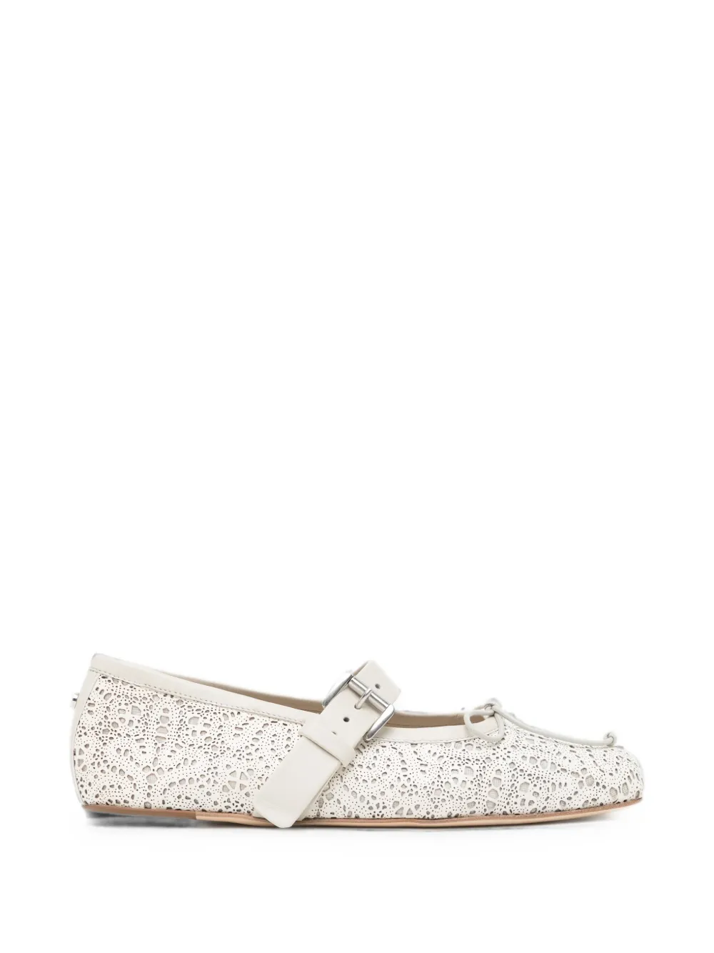 Ann Demeulemeester laser-cut buckle-fastening ballet flats Beige