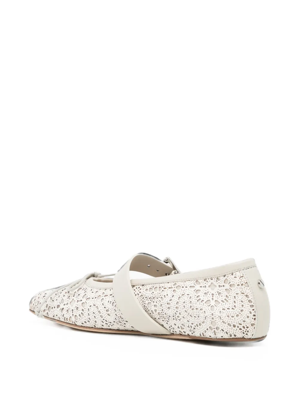 Ann Demeulemeester laser-cut buckle-fastening ballet flats Beige