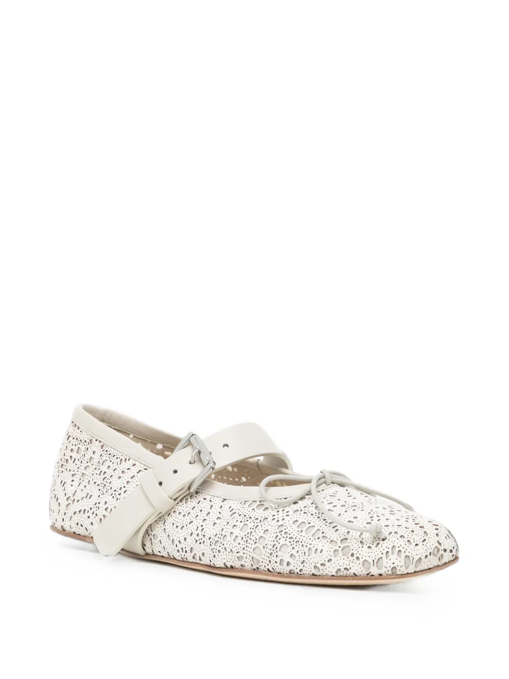 Ann Demeulemeester laser-cut buckle-fastening ballet flats Beige