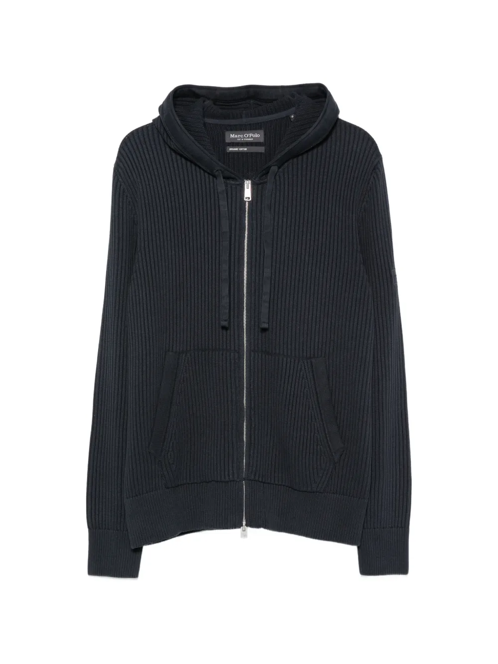 Marc O'Polo ribbed-knit drawstring hoodie - Blau