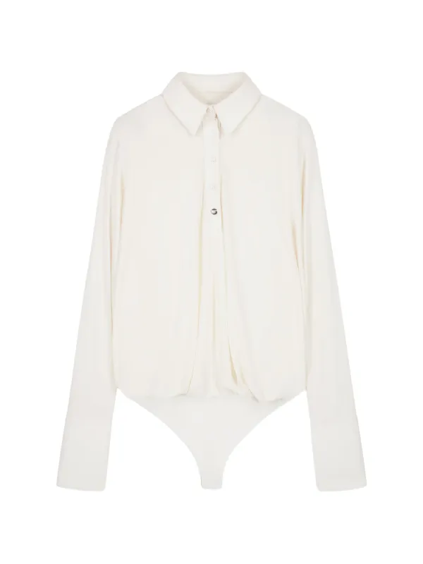 Coperni Draped Boxy Bodysuit in Neutrals