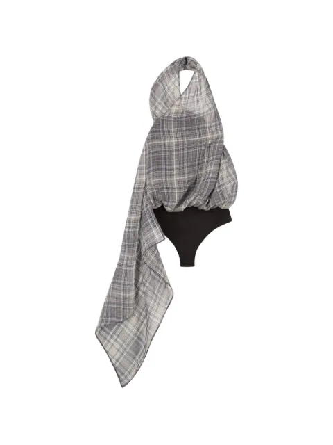 Coperni draped check-print bodysuit