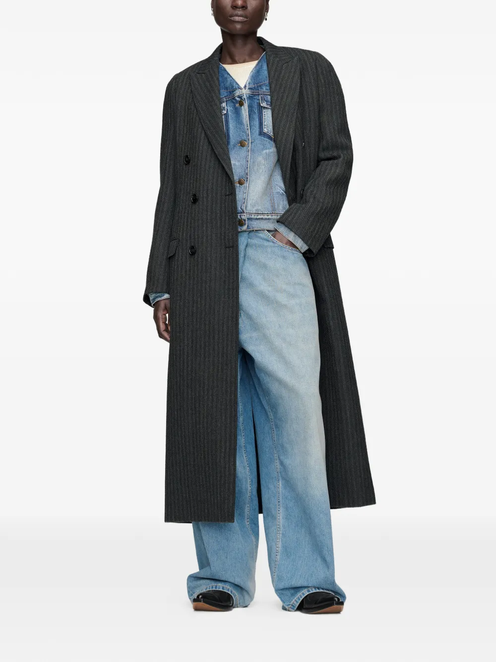 Maison Margiela Jack met dubbele rij knopen Zwart