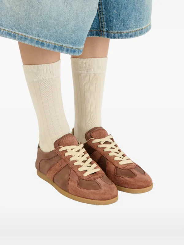 Maison Margiela Replica Leather Sneakers | Brown | FARFETCH