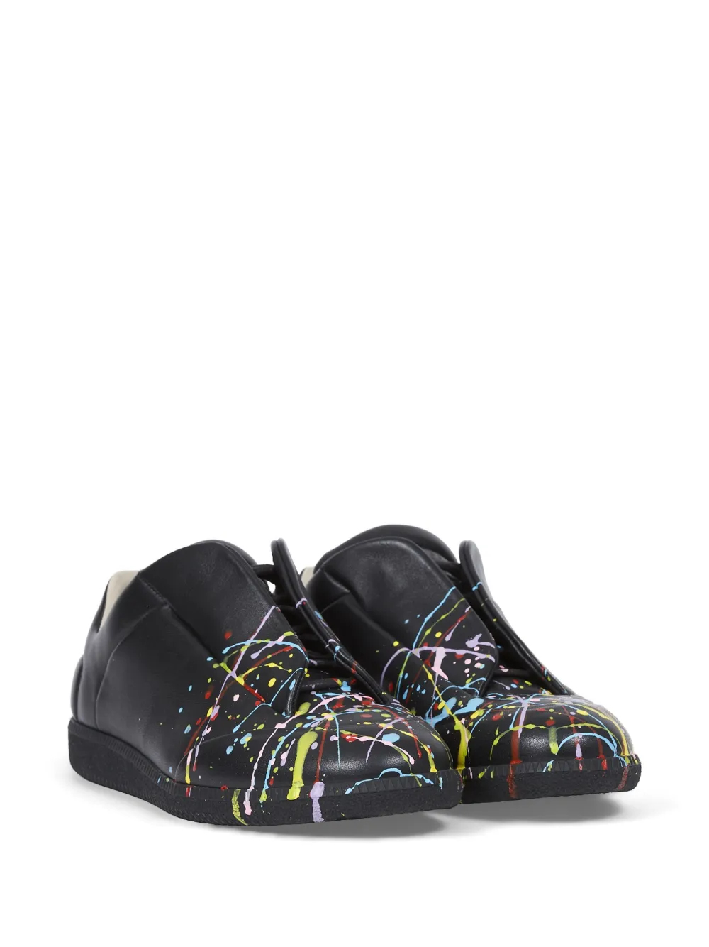 Maison Margiela Future leren sneakers met verfspatten Zwart