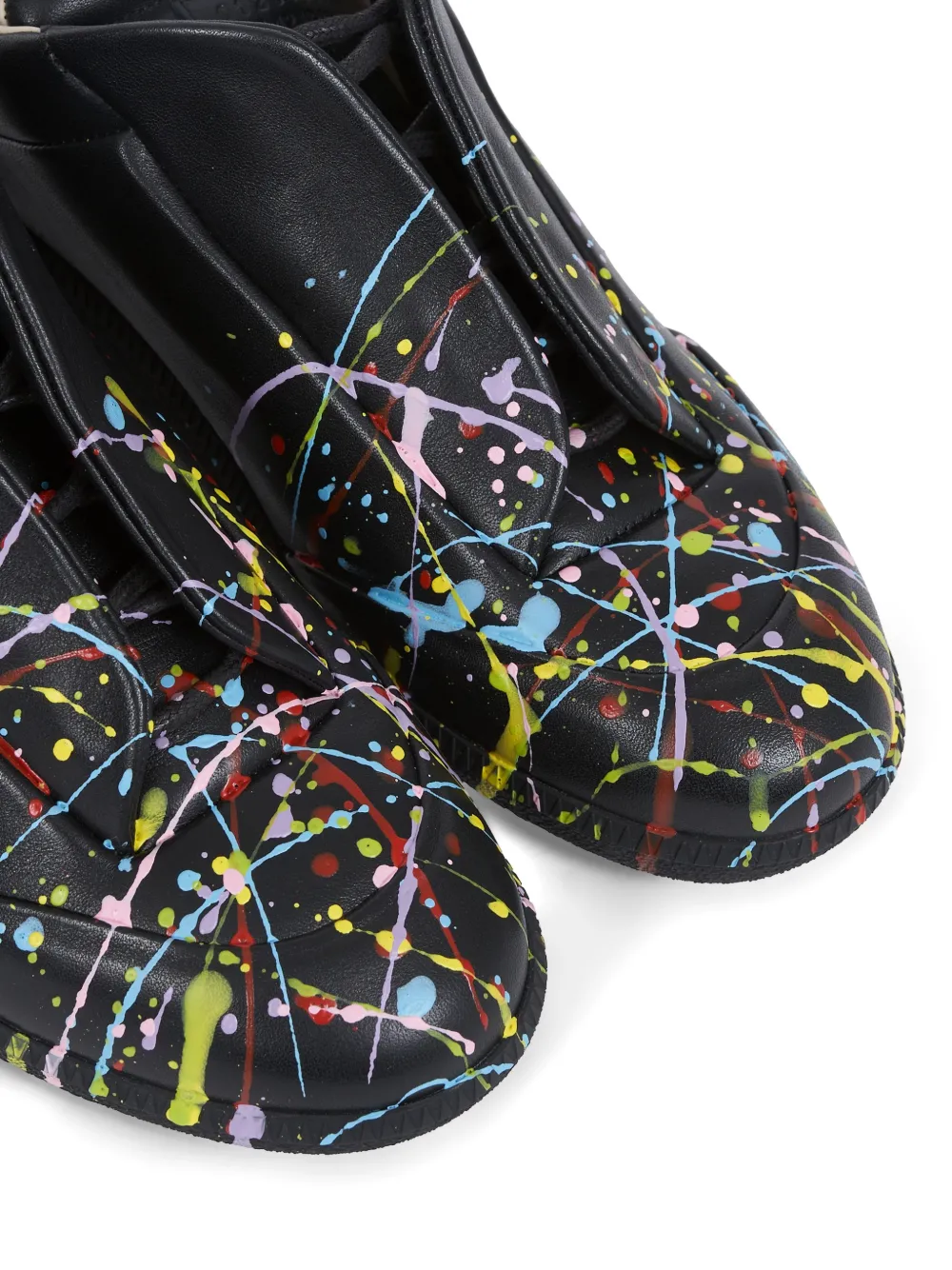 Maison Margiela Future leren sneakers met verfspatten Zwart
