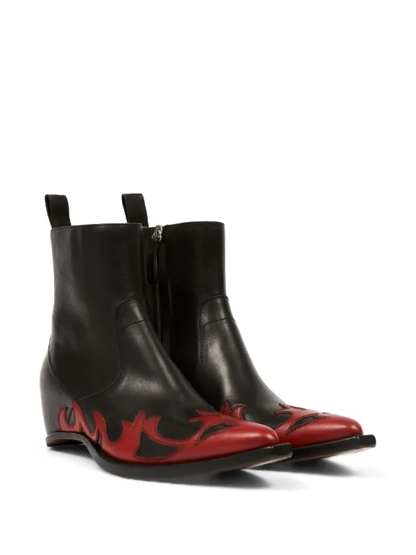 red heelless boots