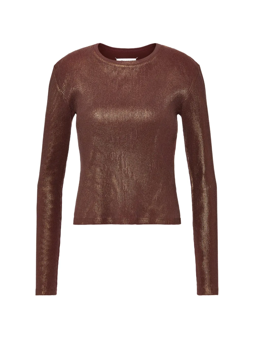 Maison Margiela Geripptes T-Shirt in Metallic-Optik - Braun