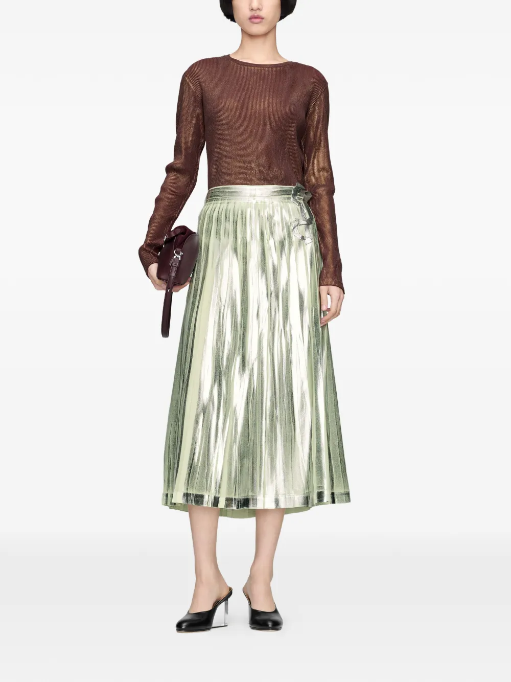Maison Margiela Geribbeld T-shirt met folie Bruin