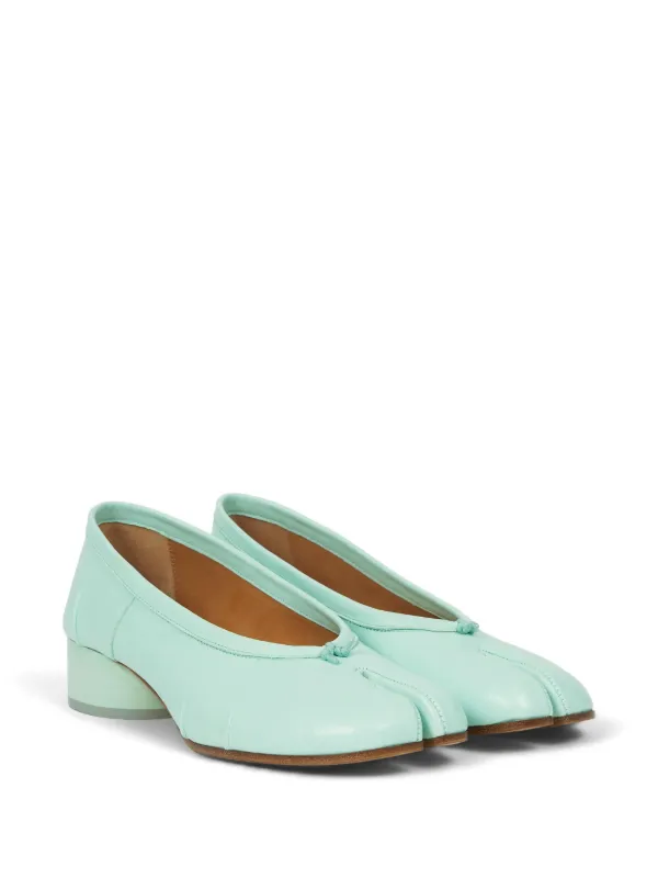 Maison Margiela Tabi Leather Heeled Pumps | Blue | FARFETCH