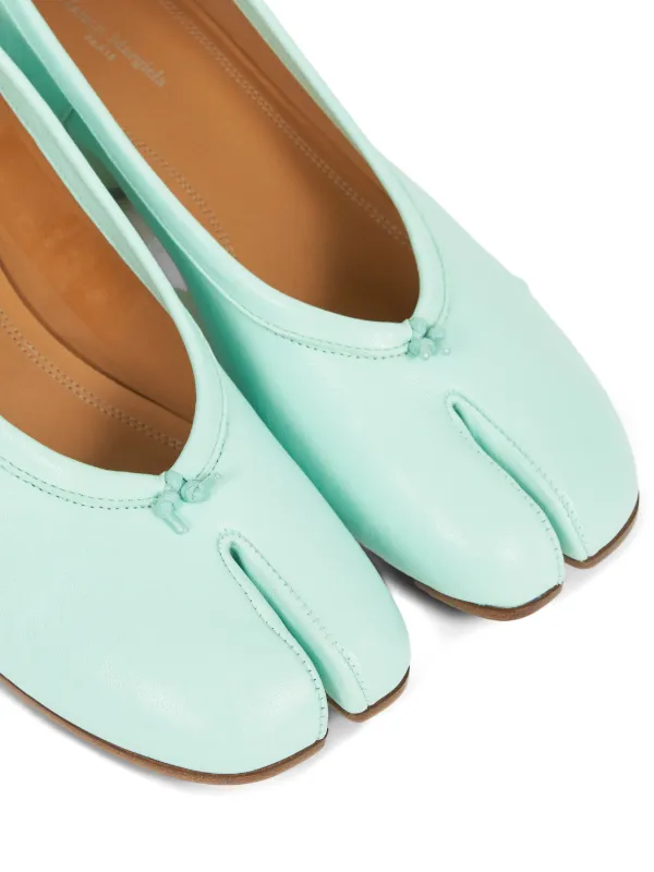 Maison Margiela Tabi 足袋バレリーナ　ミント35 Maison Margiela Tabi Leather Heeled Pumps | Blue | FARFETCH