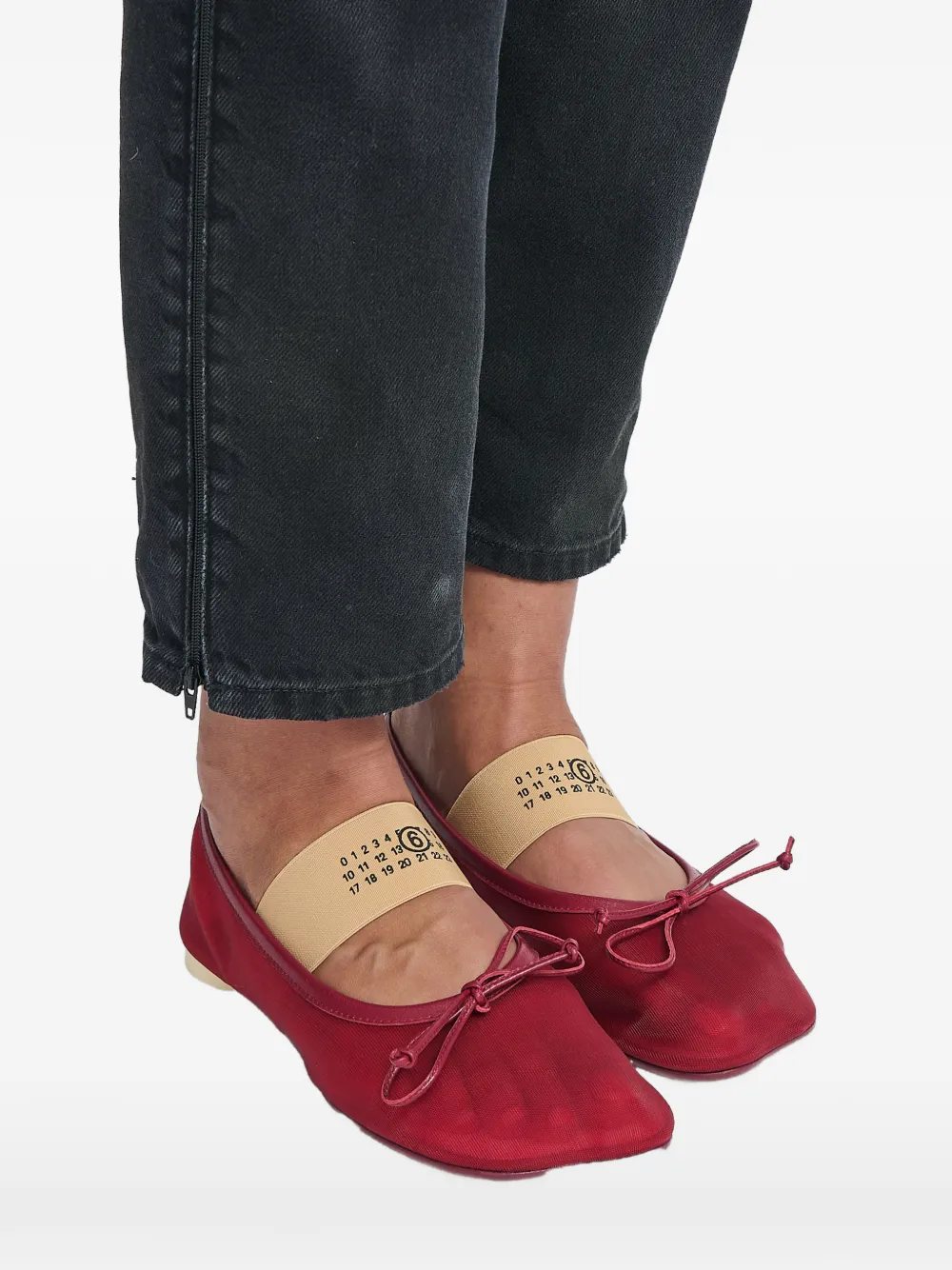 MM6 Maison Margiela Anatomic Numeric Ballerinas | Red | FARFETCH