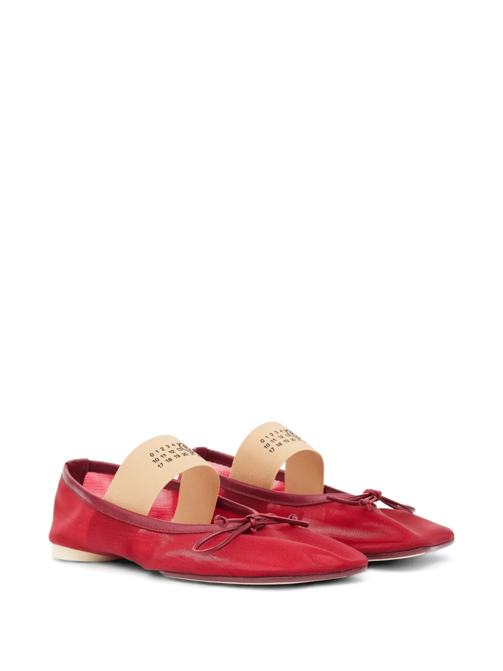 MM6 Maison Margiela numeric-strap anatomic ballet flats Rood