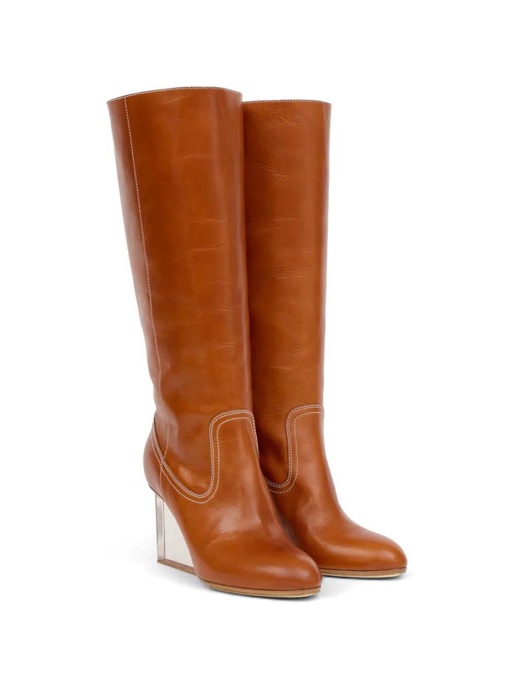 Maison Margiela Plexi laarzen met contrasterend stiksel en sleehak Bruin