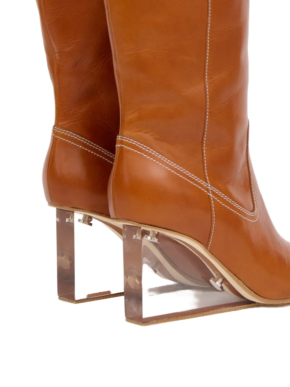 Maison Margiela Plexi laarzen met contrasterend stiksel en sleehak Bruin