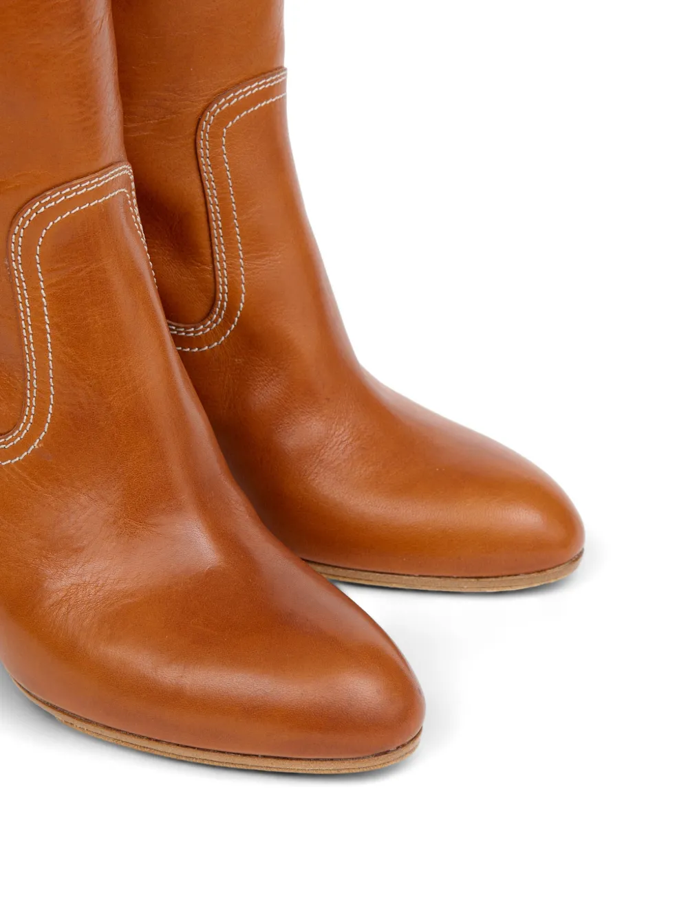 Maison Margiela Plexi laarzen met contrasterend stiksel en sleehak Bruin