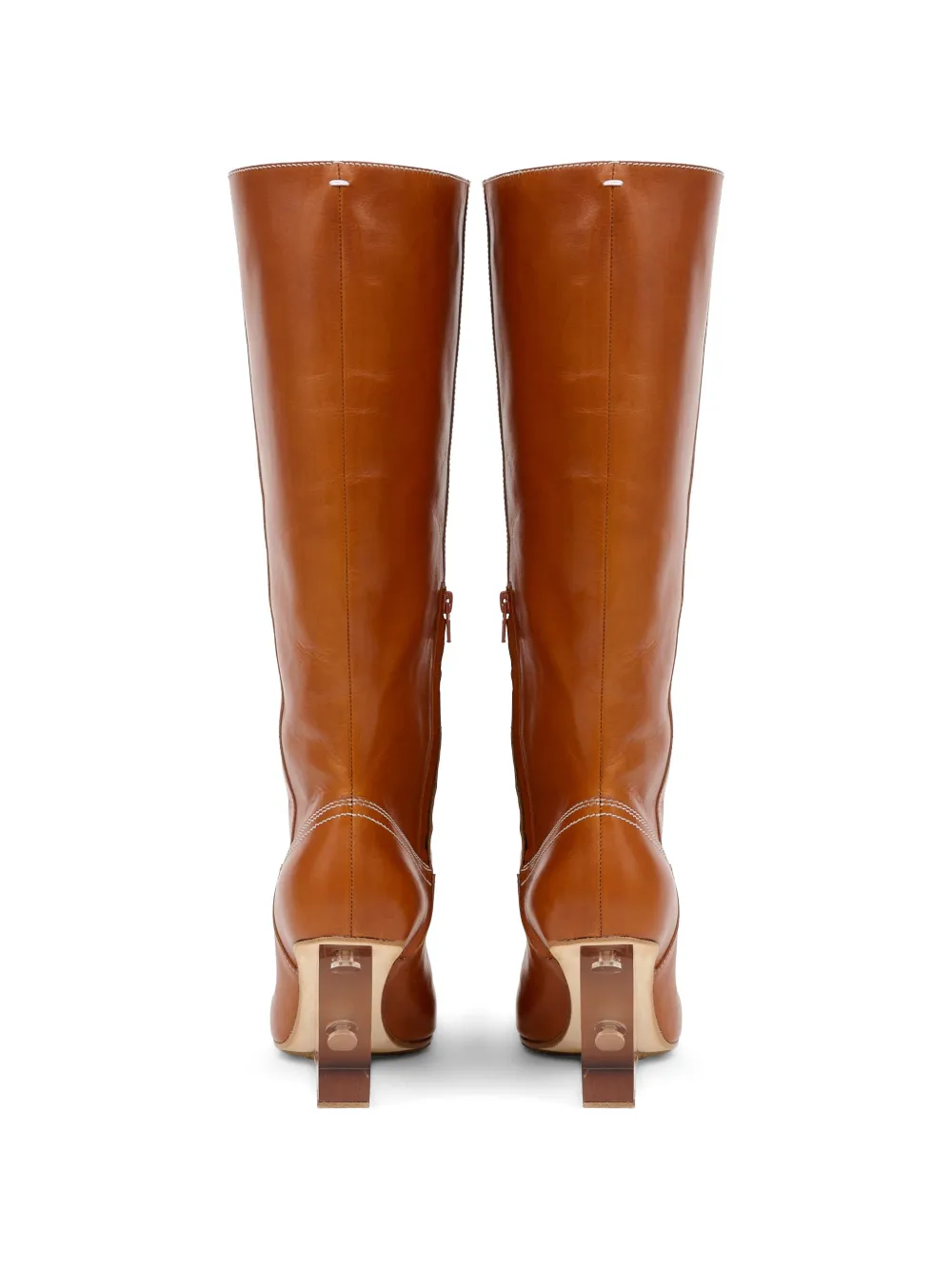 Maison Margiela Plexi laarzen met contrasterend stiksel en sleehak Bruin