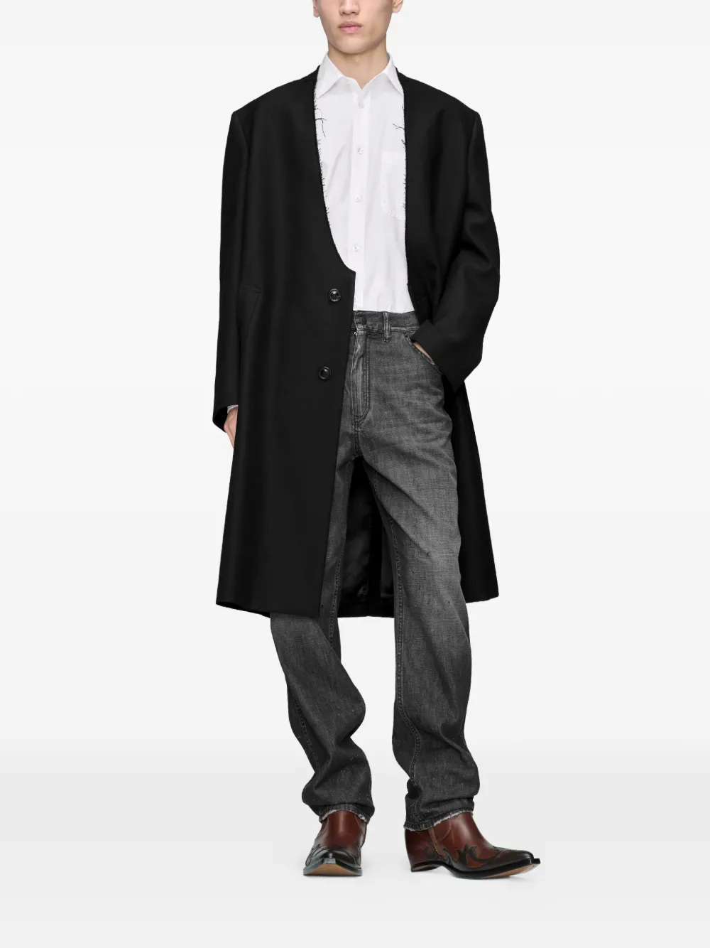 Maison Margiela Jas met enkele rij knopen Zwart