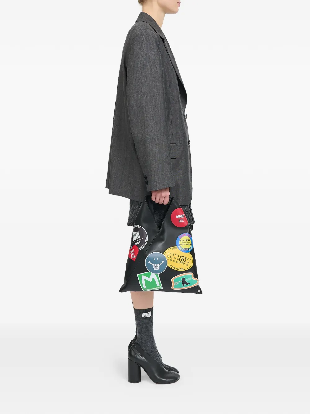MM6 Maison Margiela Japanese shopper met stickerprint Zwart