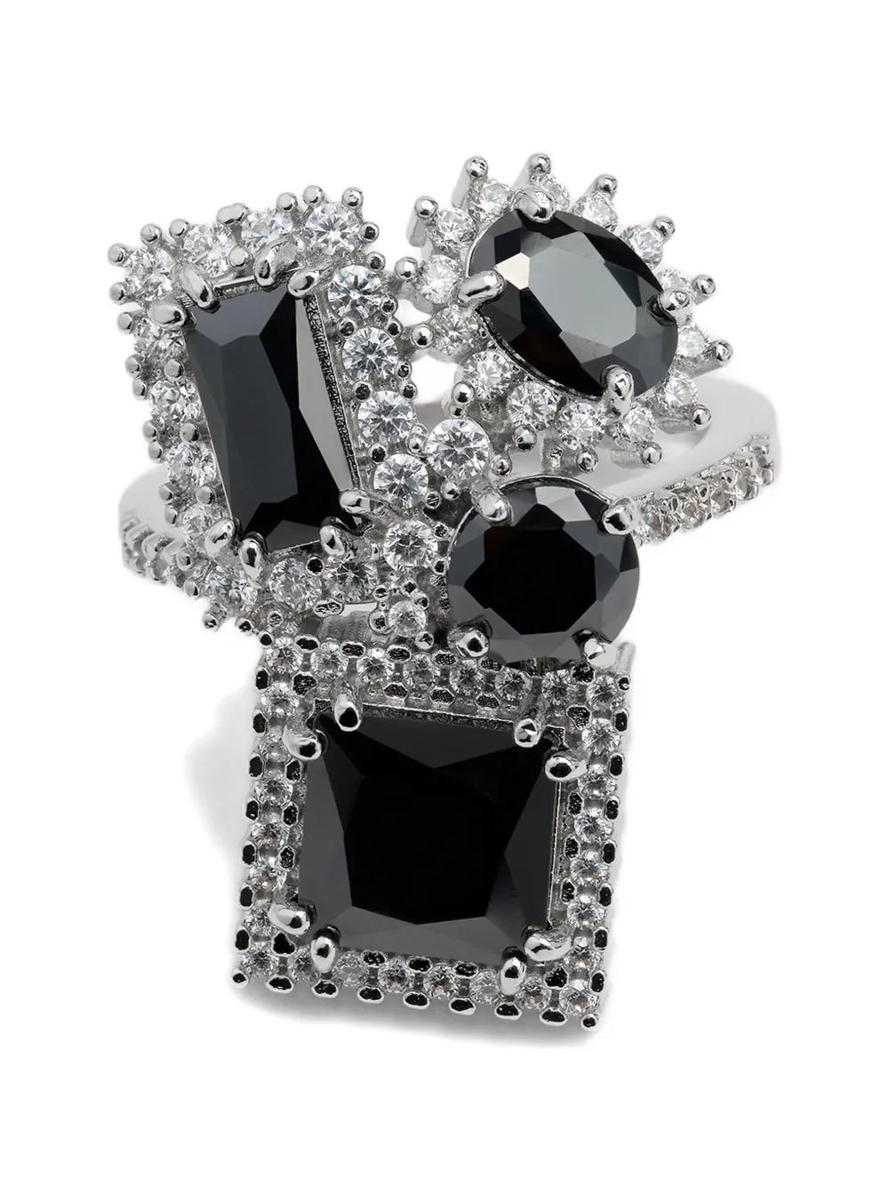 Maison Margiela zirconia-embellished cluster rings - Argento