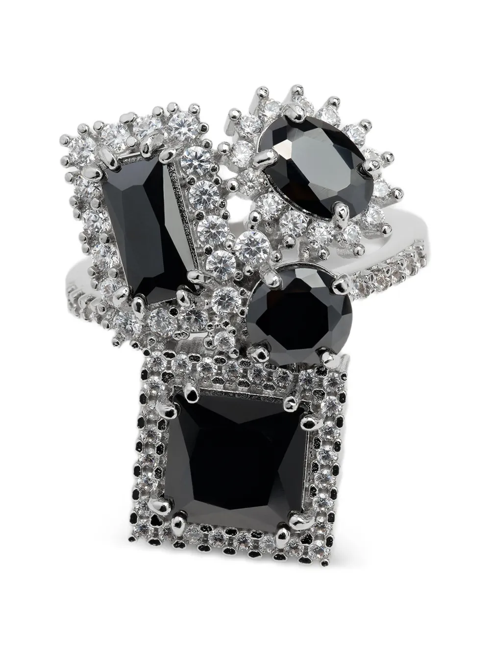Maison Margiela zirconia-embellished cluster rings - Argento