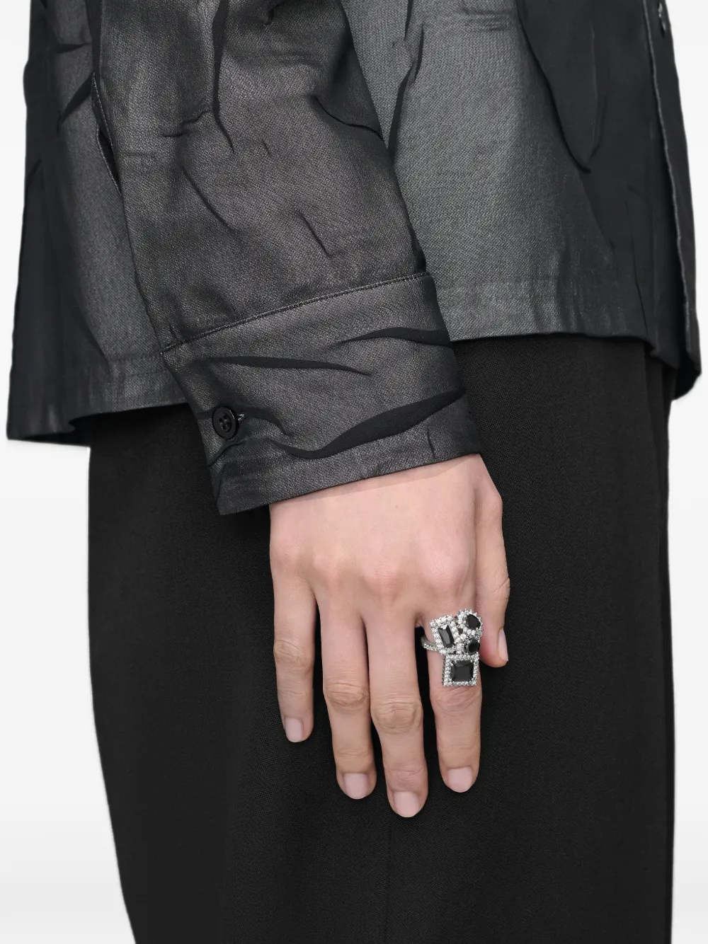 Maison Margiela zirconia-embellished cluster rings - Argento