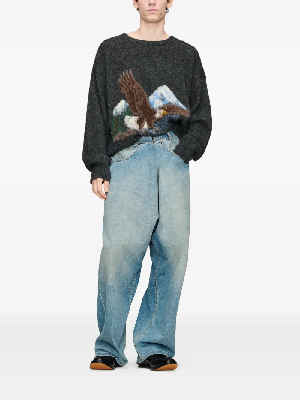 Maison Margiela Jeans met vervaagd effect en wikkelvoorkant Blauw