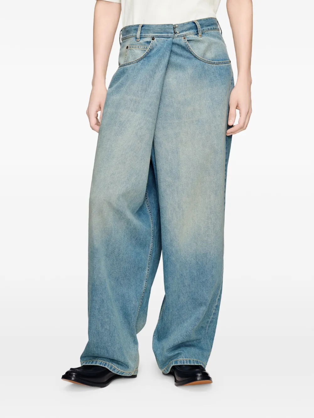 Maison Margiela Jeans met vervaagd effect en wikkelvoorkant Blauw