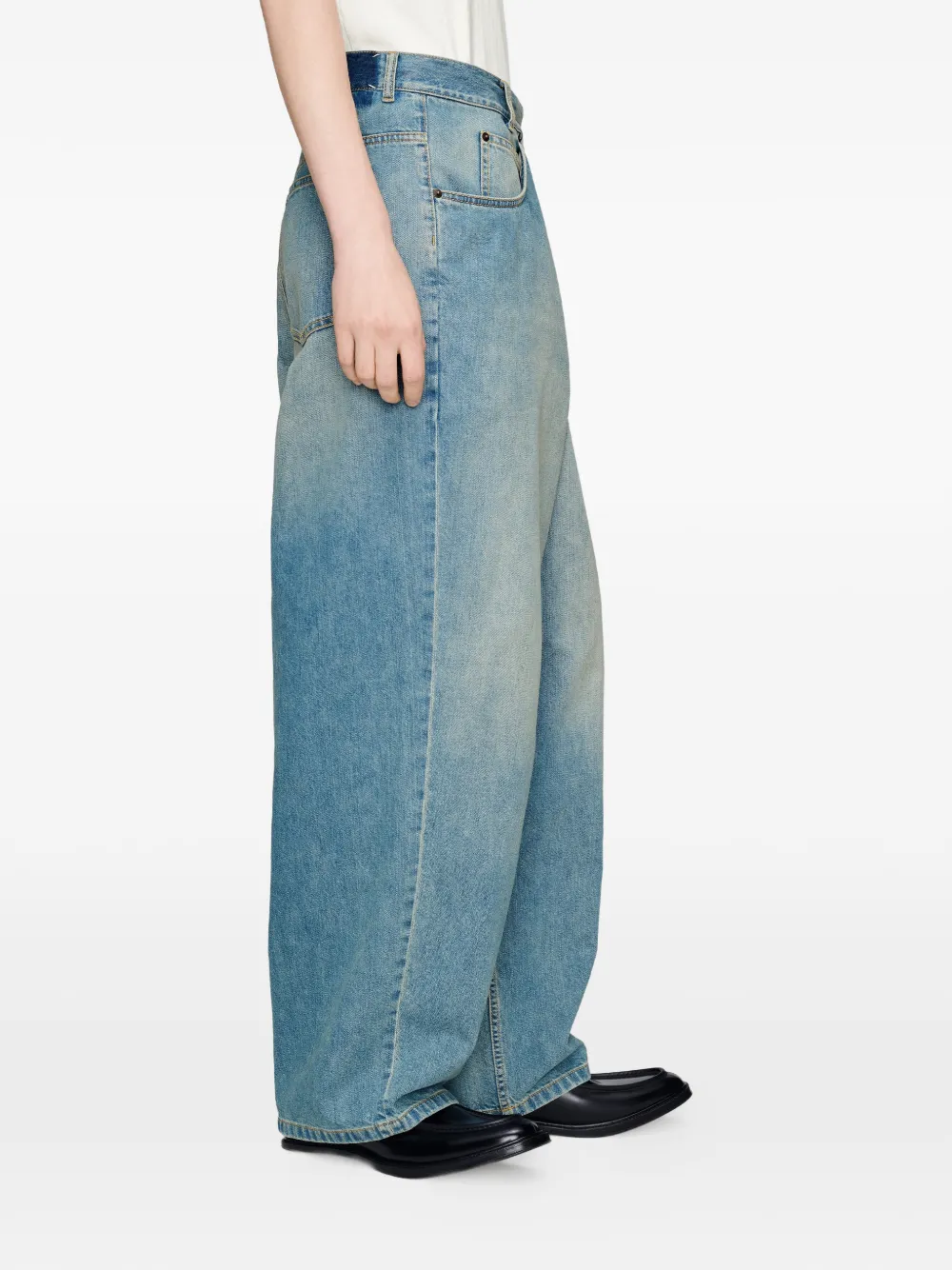 Maison Margiela Jeans met vervaagd effect en wikkelvoorkant Blauw