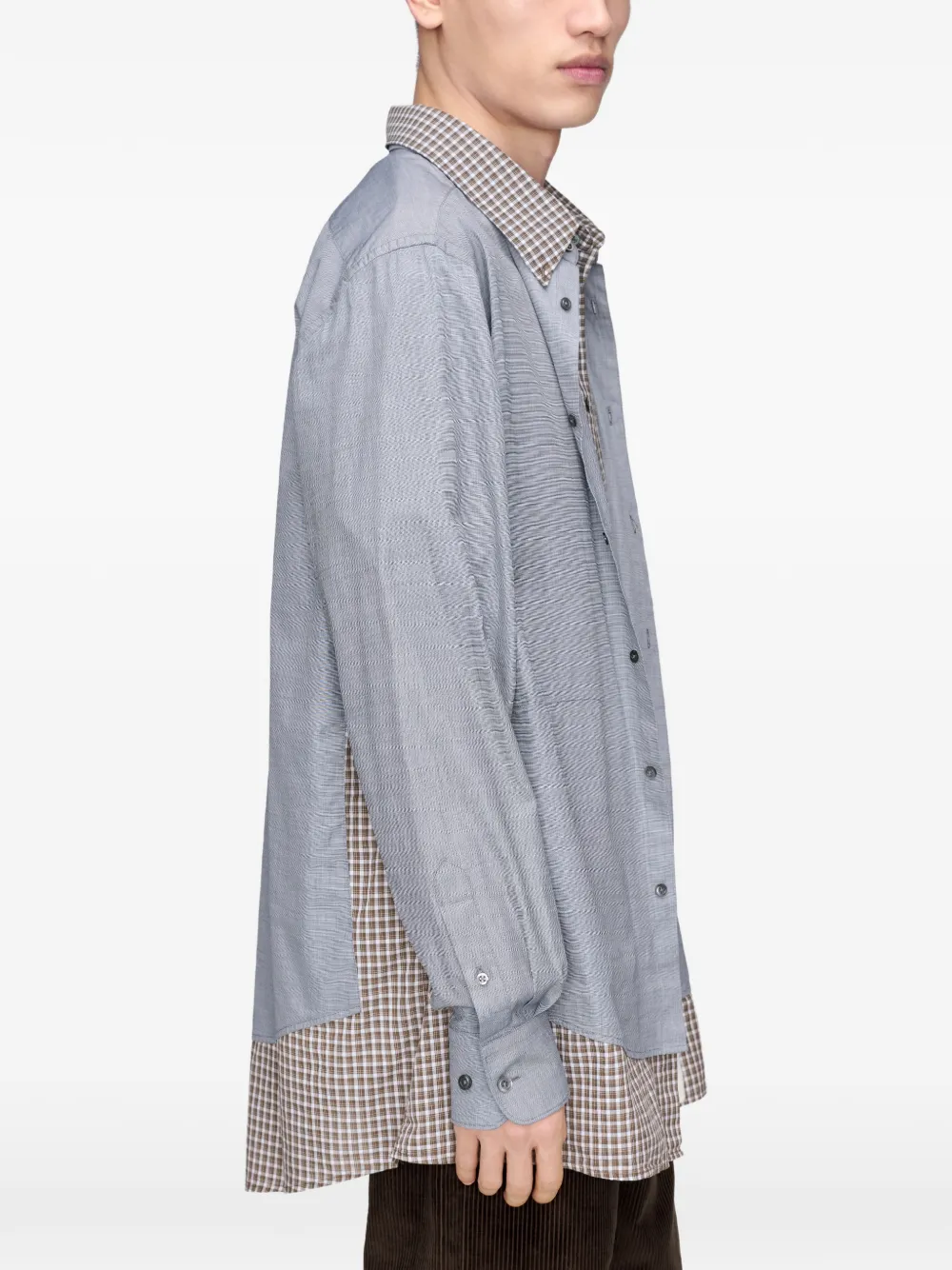 Maison Margiela Geruit overhemd met dubbele laag Grijs