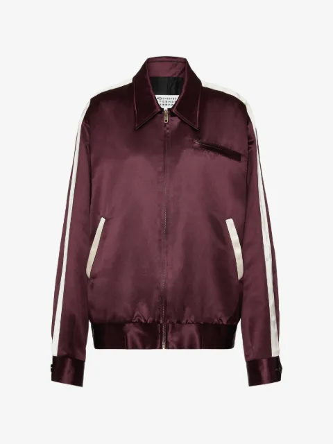 Maison Margiela stripe-detail satin bomber jacket