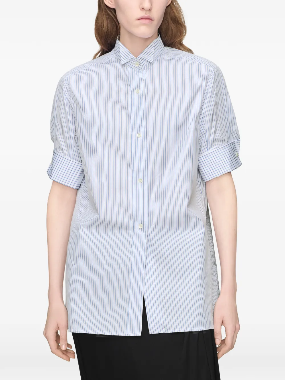 Maison Margiela vertical-stripe short-sleeve Shirt | Blue