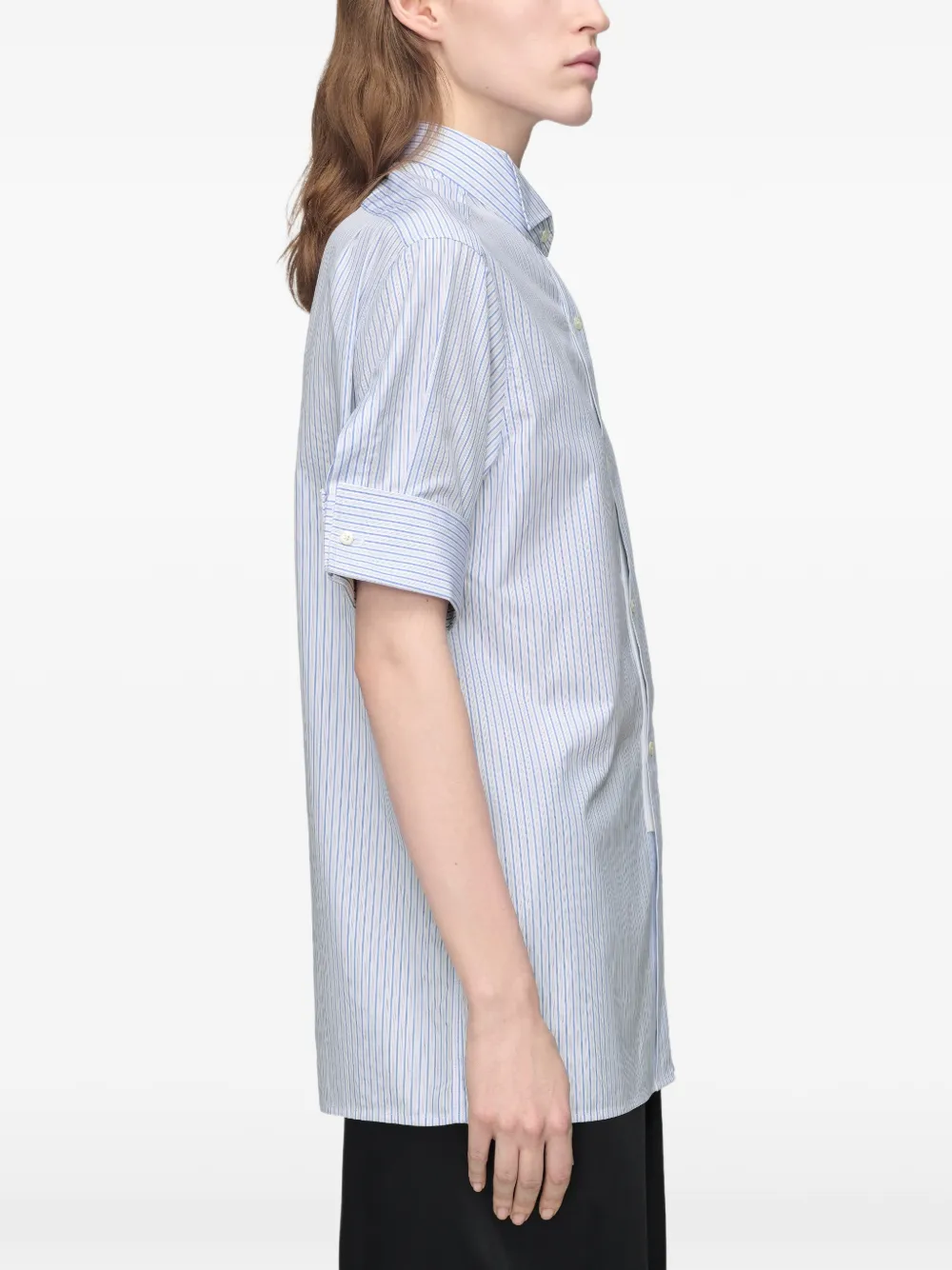 Maison Margiela Gestreept shirt met vleugelkraag Blauw