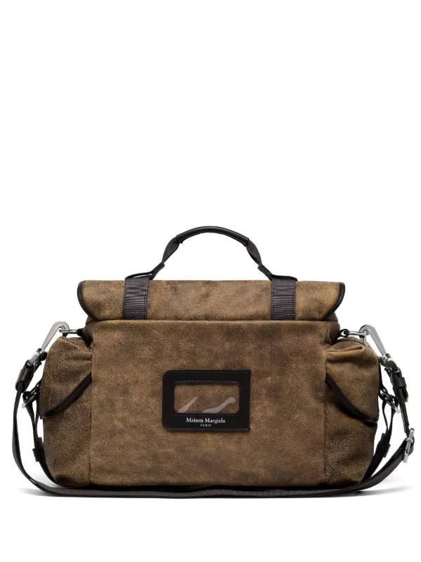Maison Margiela High Tech Crackle-leather Tote Bag in Brown