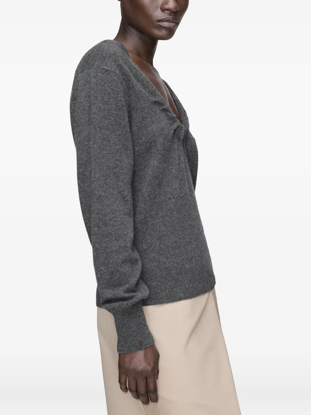 Maison Margiela Gesmockte trui met V-hals Grijs