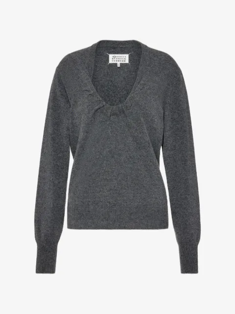 Maison Margiela suéter fruncido con cuello en V