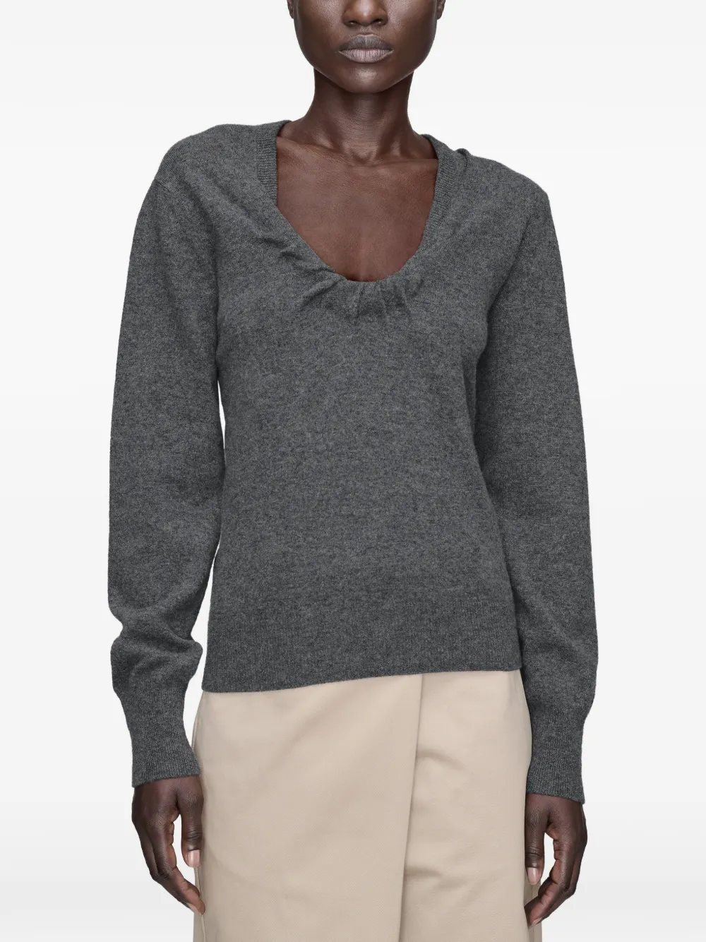 Maison Margiela Gesmockte trui met V-hals Grijs