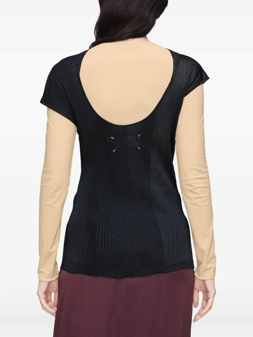 Maison Margiela Ribgebreid T-shirt met korte mouwen Zwart