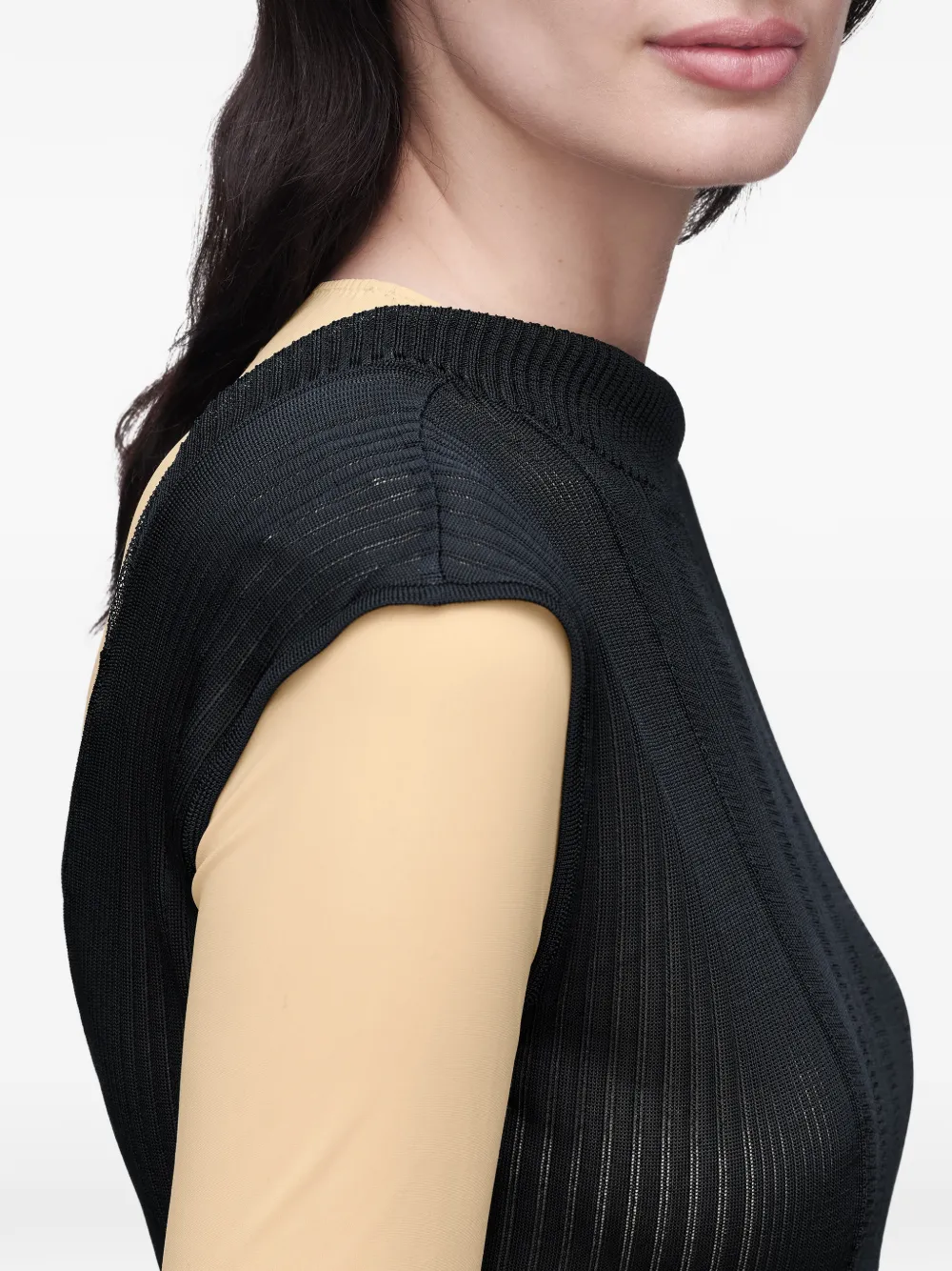 Maison Margiela Ribgebreid T-shirt met korte mouwen Zwart
