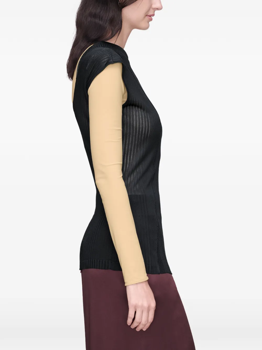 Maison Margiela Ribgebreid T-shirt met korte mouwen Zwart
