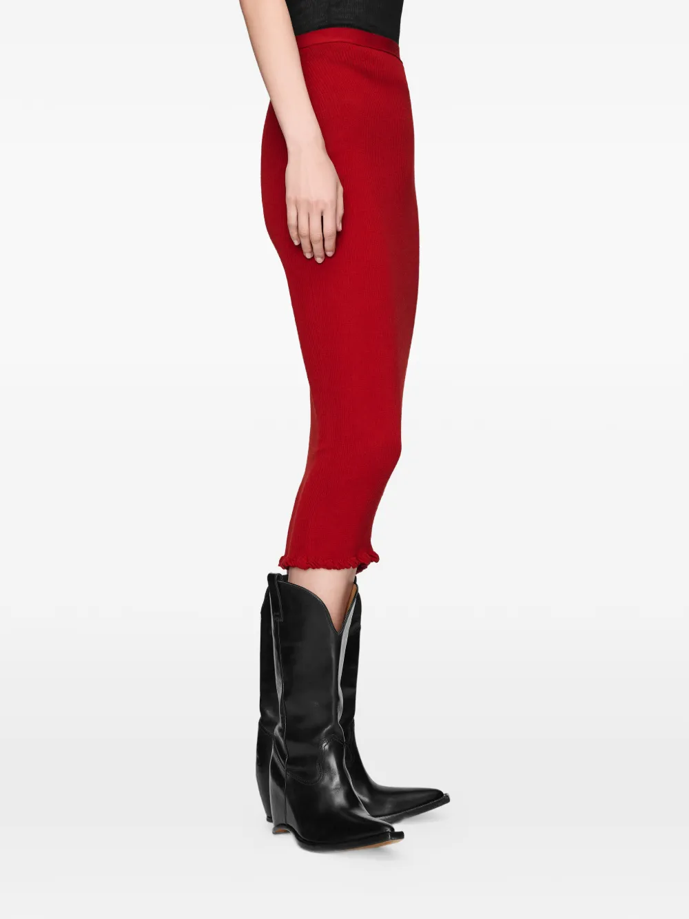 Maison Margiela Geribbelde wollen midi-rok Rood
