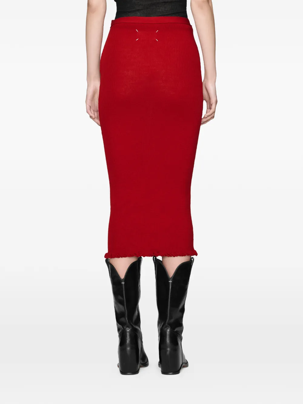 Maison Margiela Geribbelde wollen midi-rok Rood