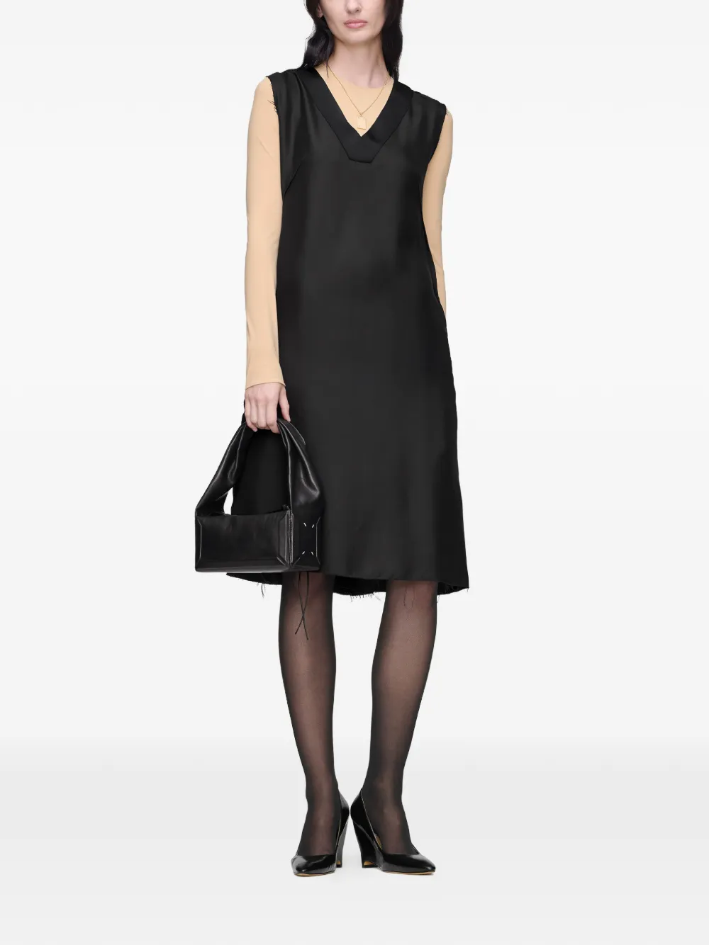 Maison Margiela Anonymity of the Lining midi-jurk met V-hals Zwart