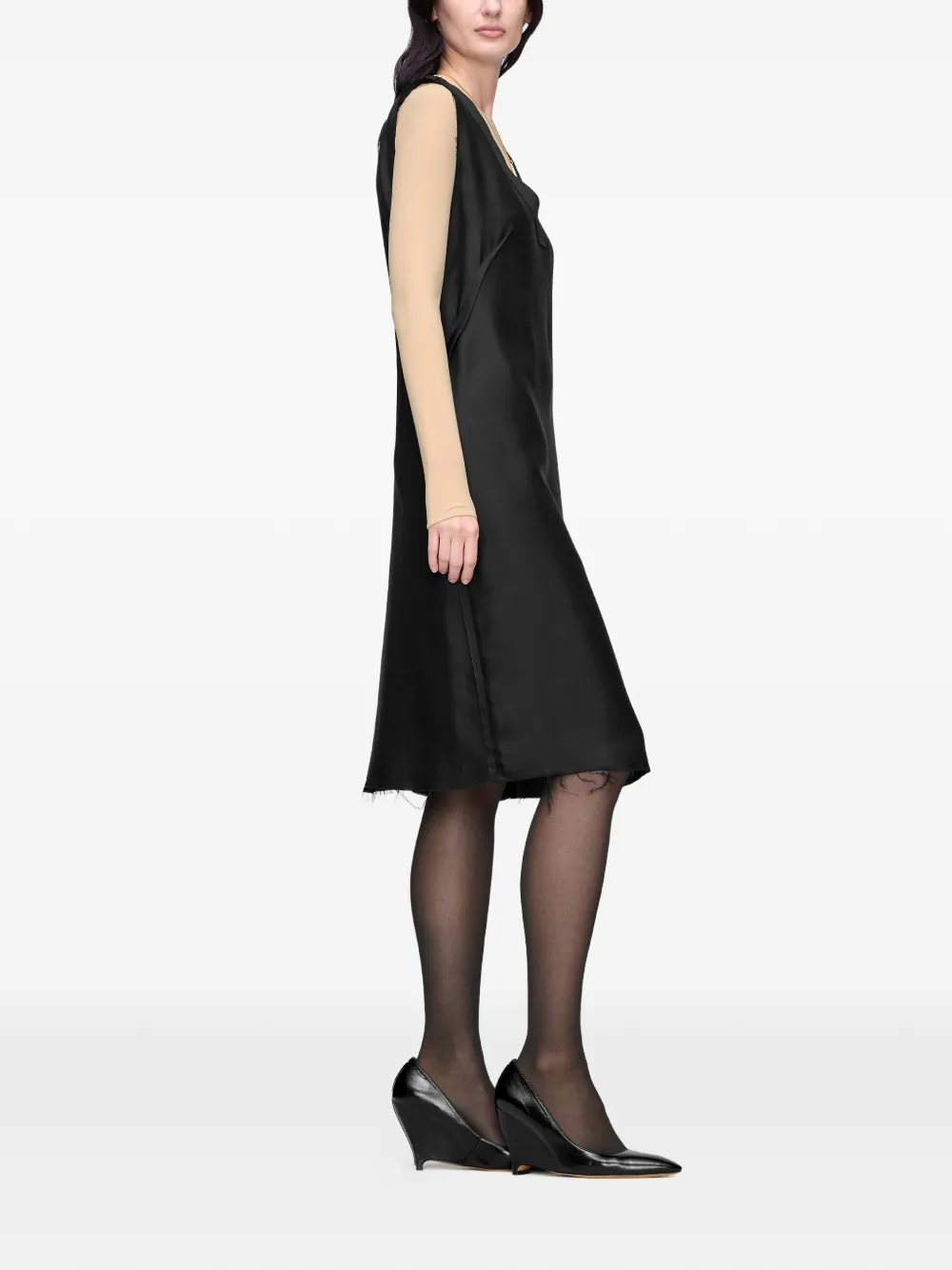Maison Margiela Anonymity of the Lining midi-jurk met V-hals Zwart