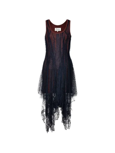 Maison Margiela vestido con capa de encaje